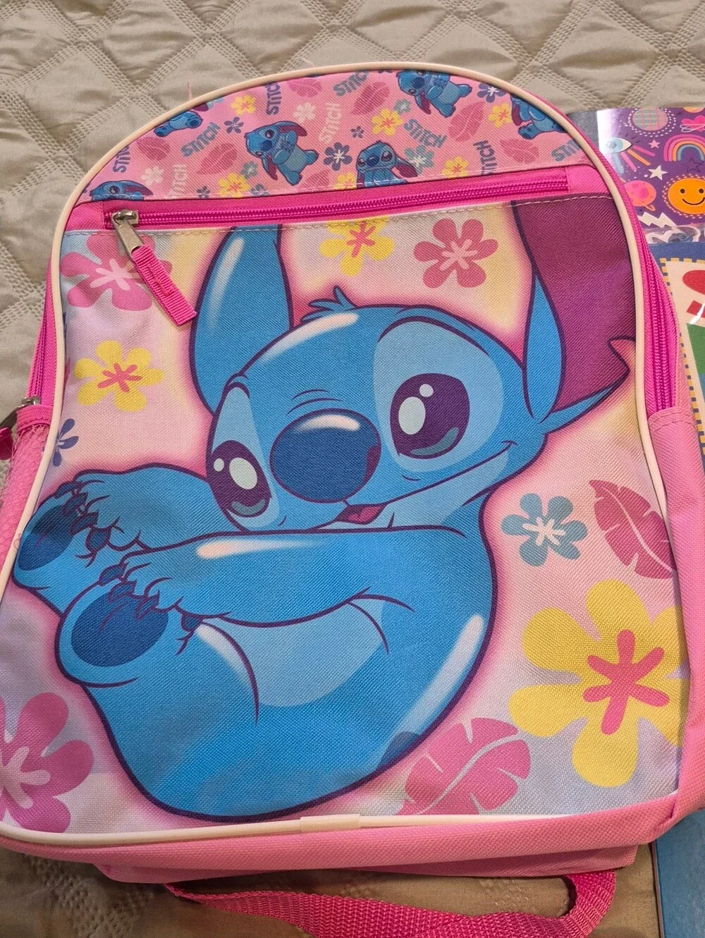 Stitch Pink & Blue Kids Backpack Bundle with Matching Stationery